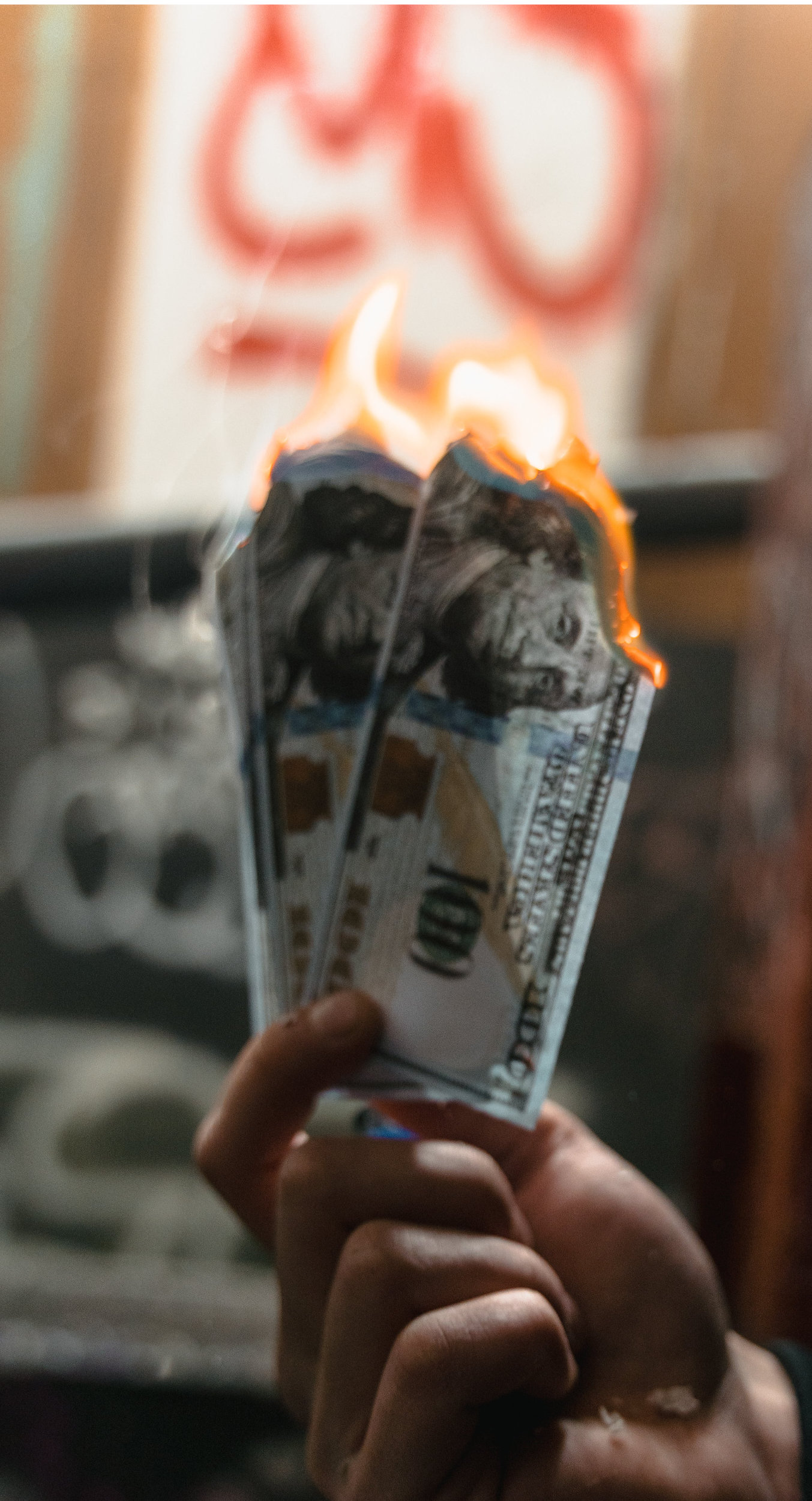 Burning dollar bills